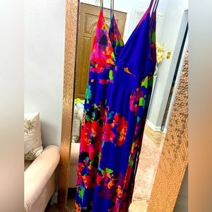 Beach dress fits size 14-18 with adjustable back tie , long dress,